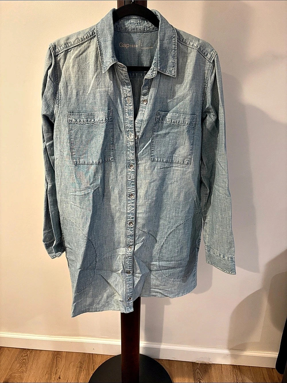 Gap 1969 Denim Tunic Shirt Button Down Blue Size Large